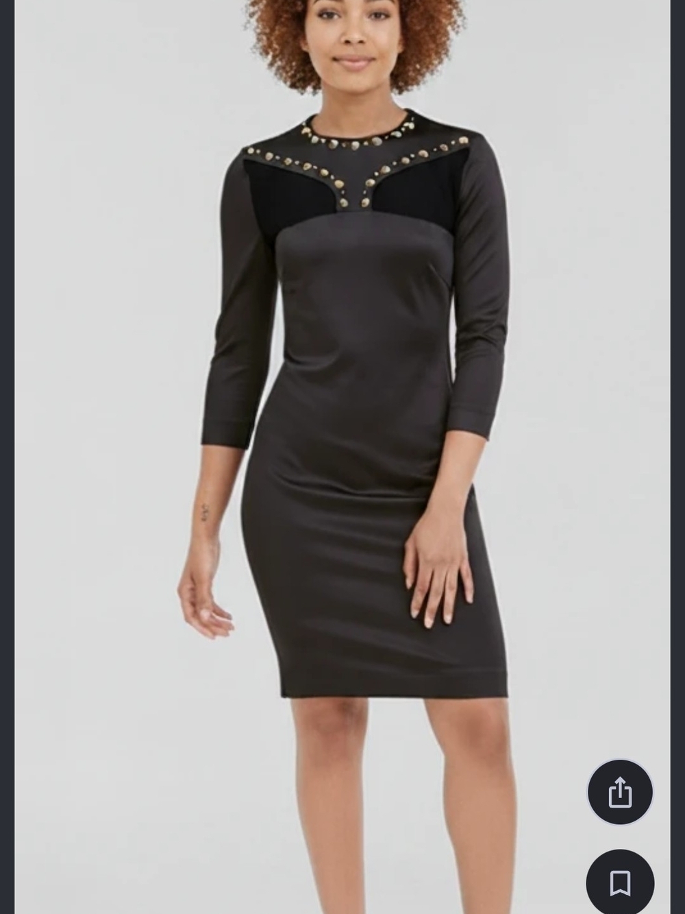 Just Cavalli Black Midi Sheath Dress with Stud Accent